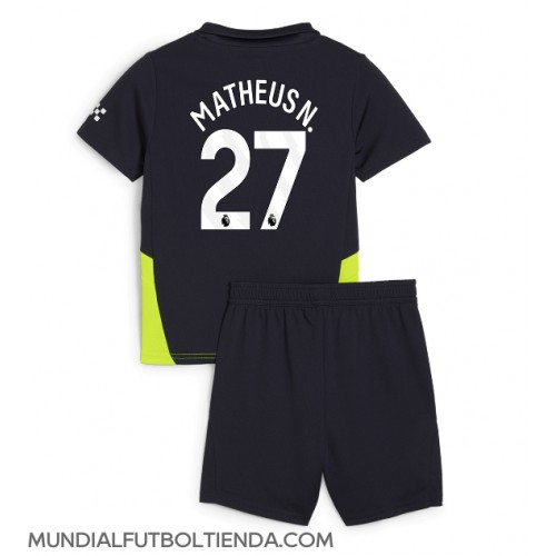 Camiseta Manchester City Matheus Nunes #27 Segunda Equipación Replica 2024-25 para niños mangas cortas (+ Pantalones cortos)